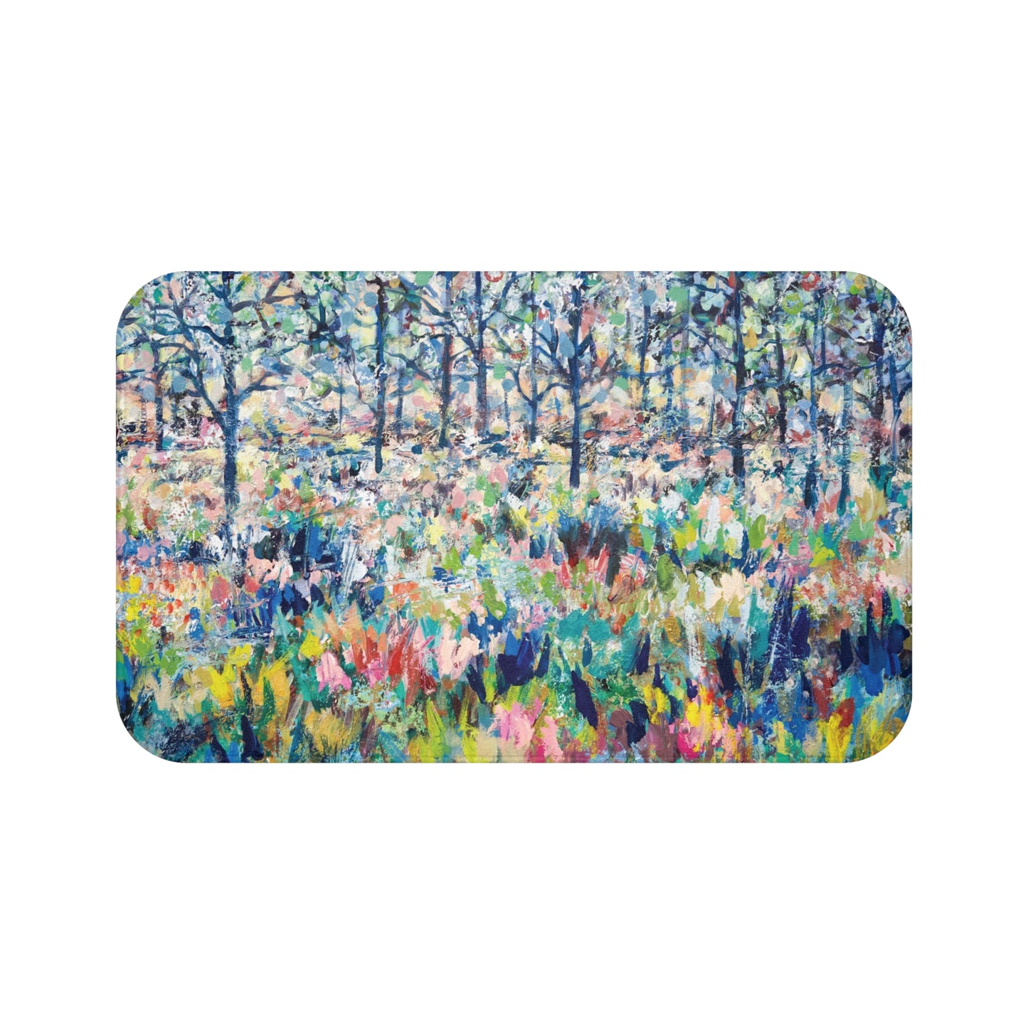 Colorful Landscape Memory Foam Non Slip Bath Mat - Healing From The Storm by Leslie Karpinski