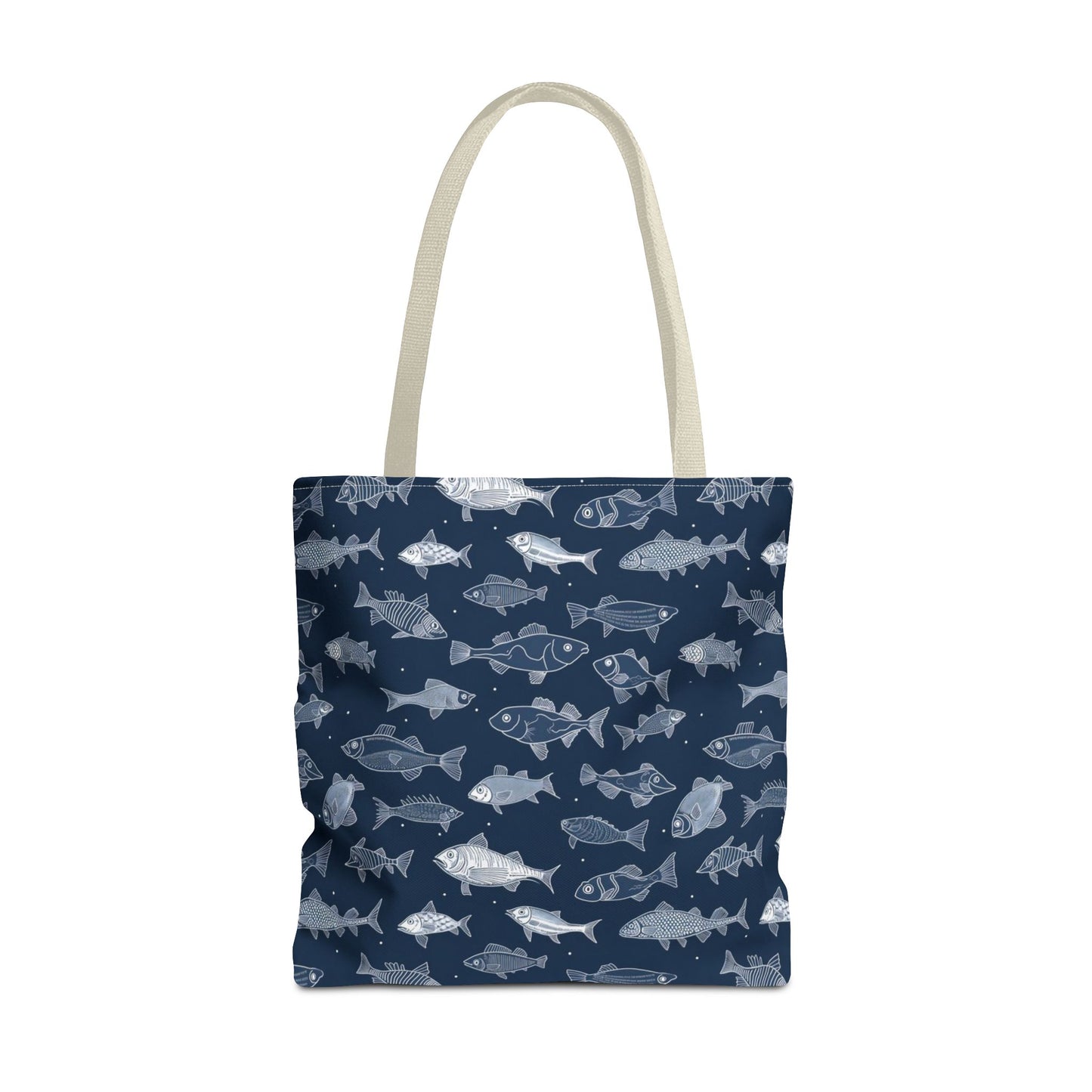 Fish Print Canvas Tote Bag Reusable Shopping Bag - Saiko Studio