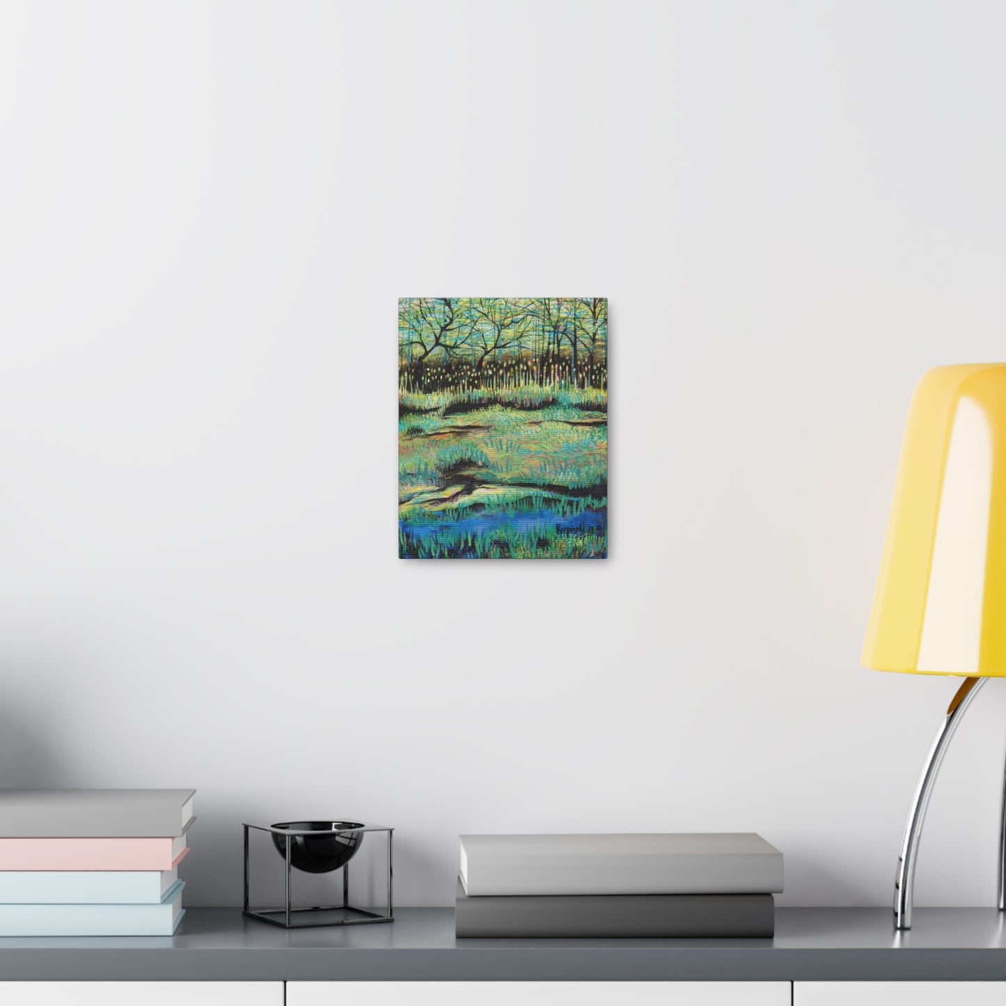 Lake Nature Landscape Art Wall Decor Canvas Artwork Painting - Cattails at Lake Katherine by Leslie Karpinski