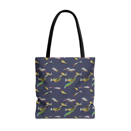 Fishing Lure Fish Print Canvas Tote Bag Reusable Shopping Bag - Saiko Studio
