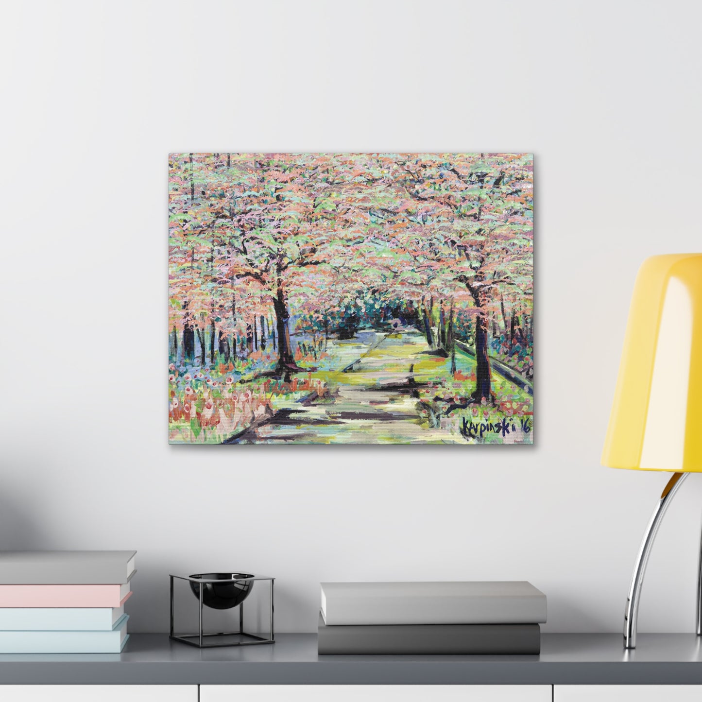 Nature Flowers Tree Canvas Art Print Wall Decor Painting - Path in Reynolda Gardens by Leslie Karpinski