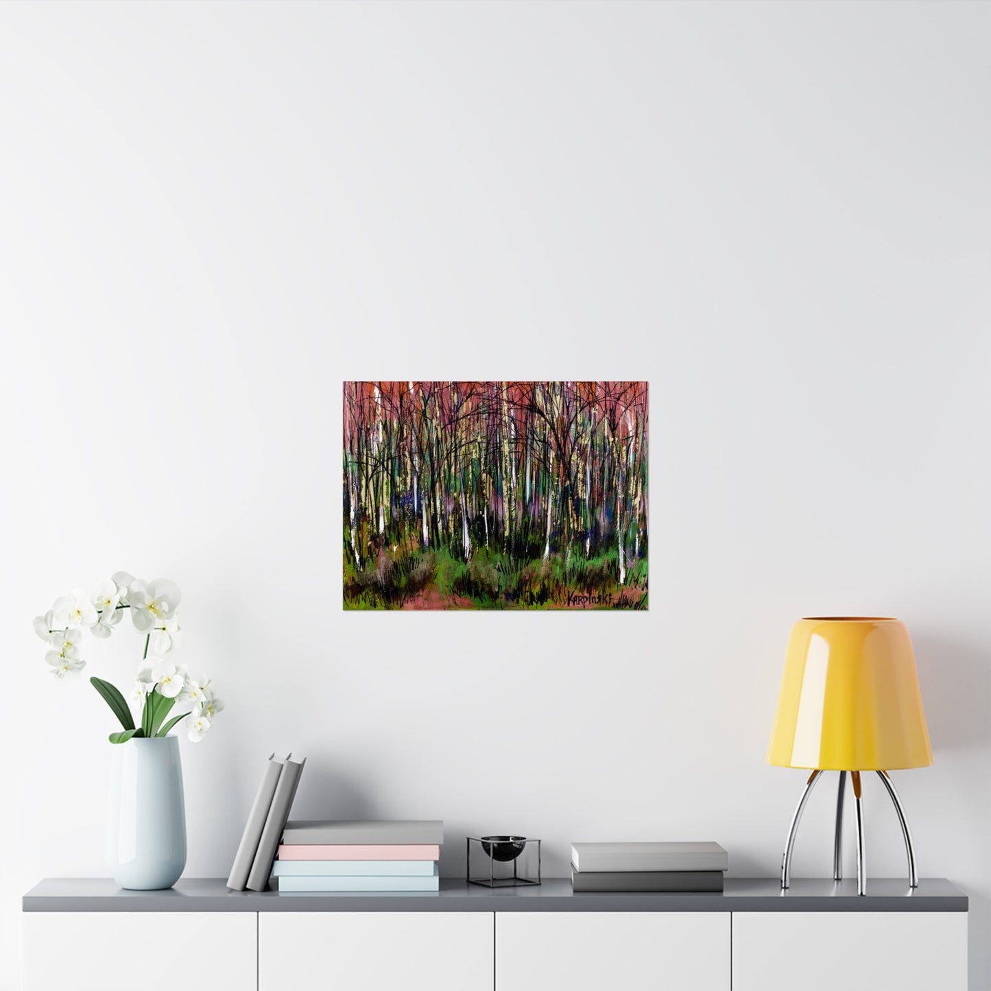Landscape Tree Art Poster Print - Trees of Fire by Leslie Karpinski