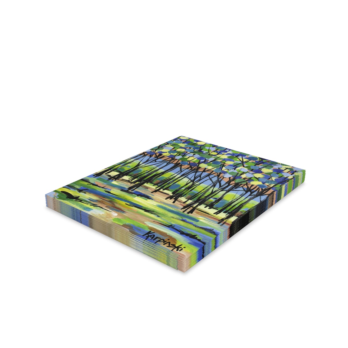 Tree Colorful Landscape Print Artist Nature Greeting Card Multi Pack - Island by Leslie Karpinski