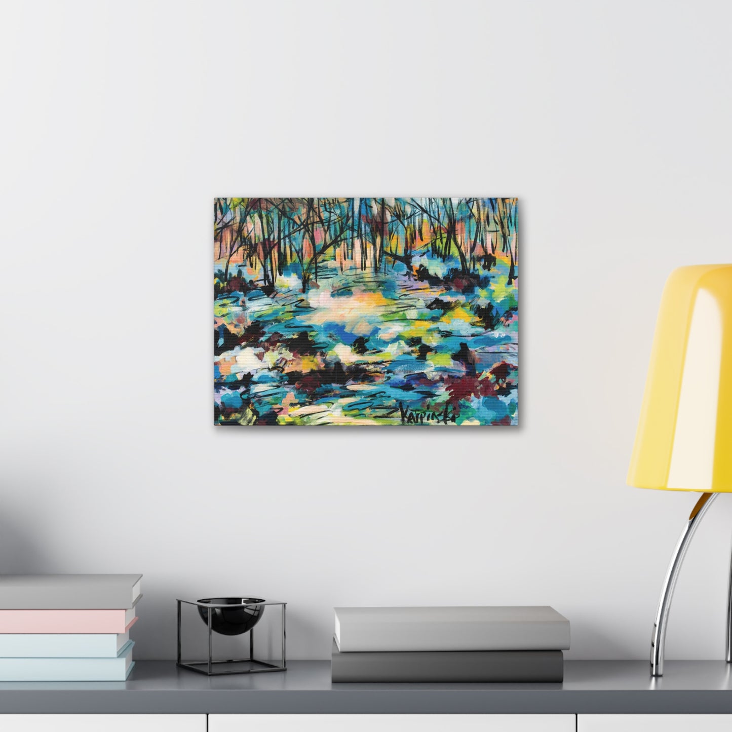 Abstract Trees Canvas Landscape Fine Art Print Colorful Artwork - Afternoon Glow Of Trees by Leslie Karpinski