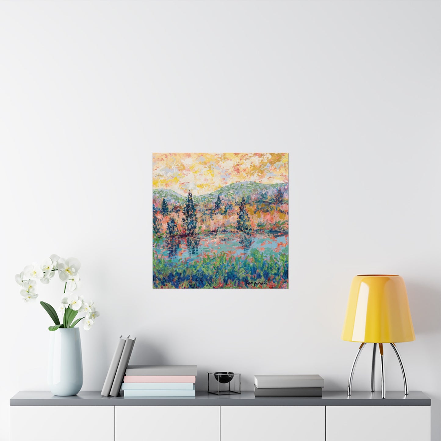 Colorful Landscape Nature Art Poster Print - The River People by Leslie Karpinski