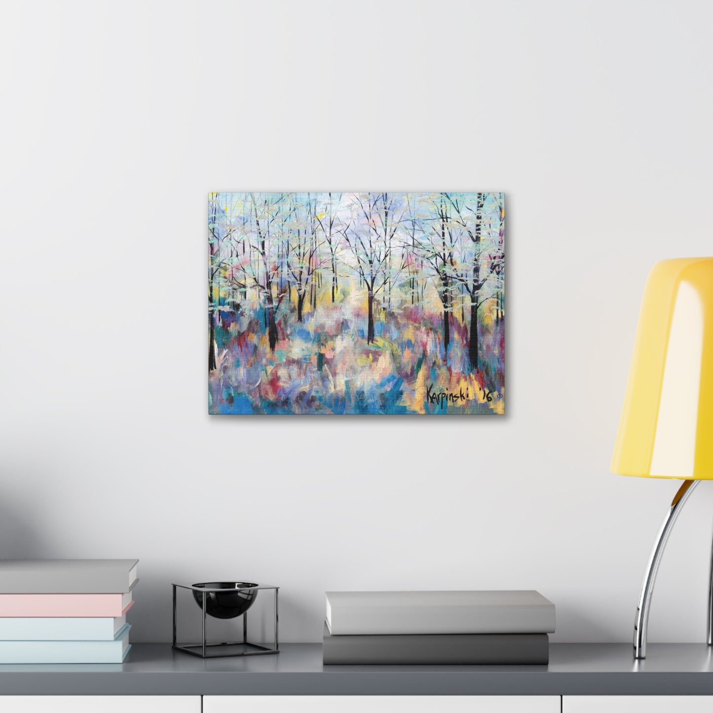 Landscape Nature Canvas Abstract Artwork Colorful Tree Art - Blue Ridge Parkway by Leslie Karpinski