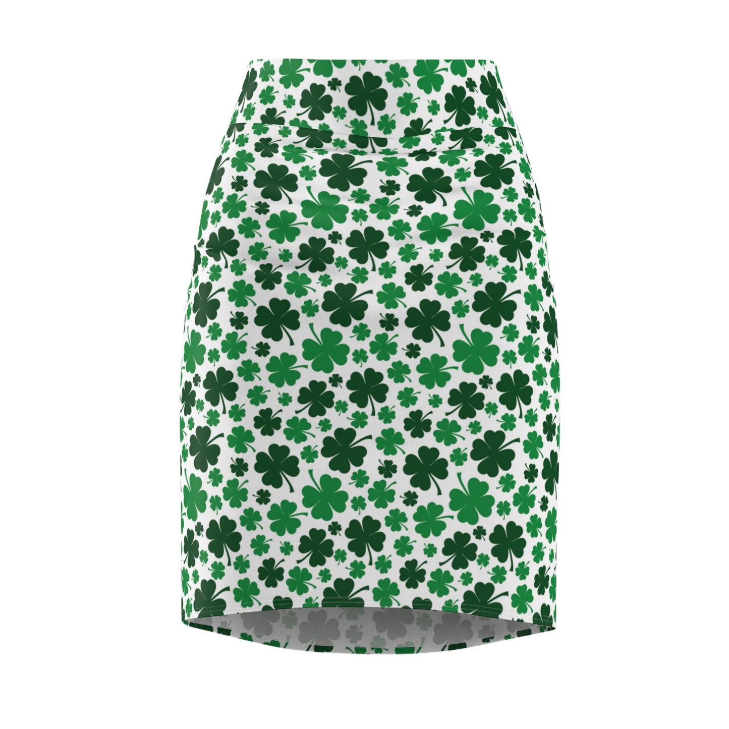 Green White Shamrock St Patricks Day Womens Tight Short Pencil Skirt - Saiko Studio