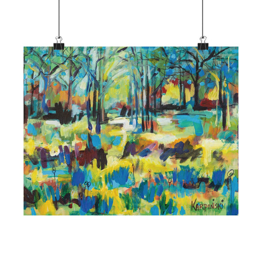 Landscape Nature Tree Abstract Art Poster Print - Color Blast Through Trees By Leslie Karpinski