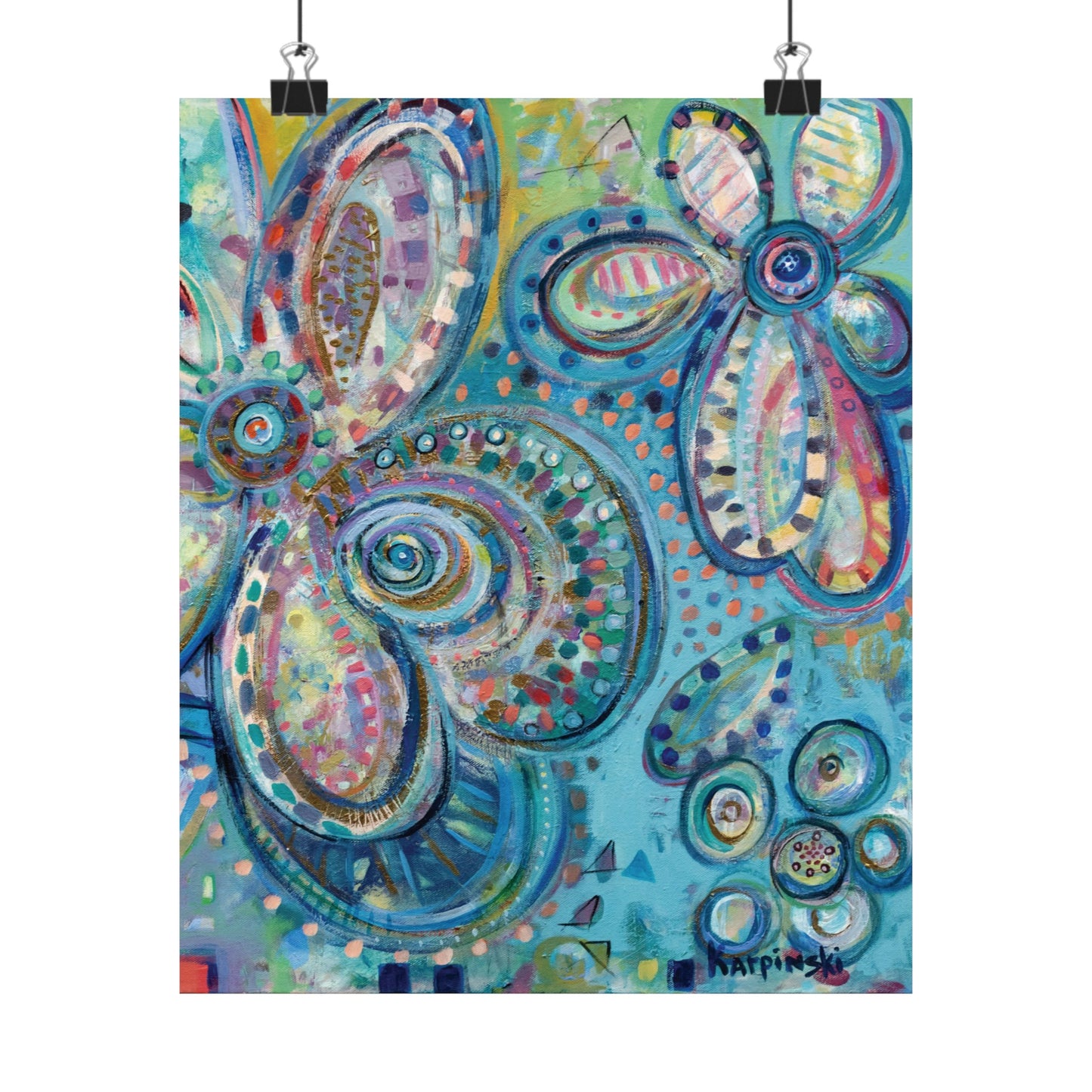 Flower Nature Art Poster Print Contemporary Artwork - World Love by Leslie Karpinski