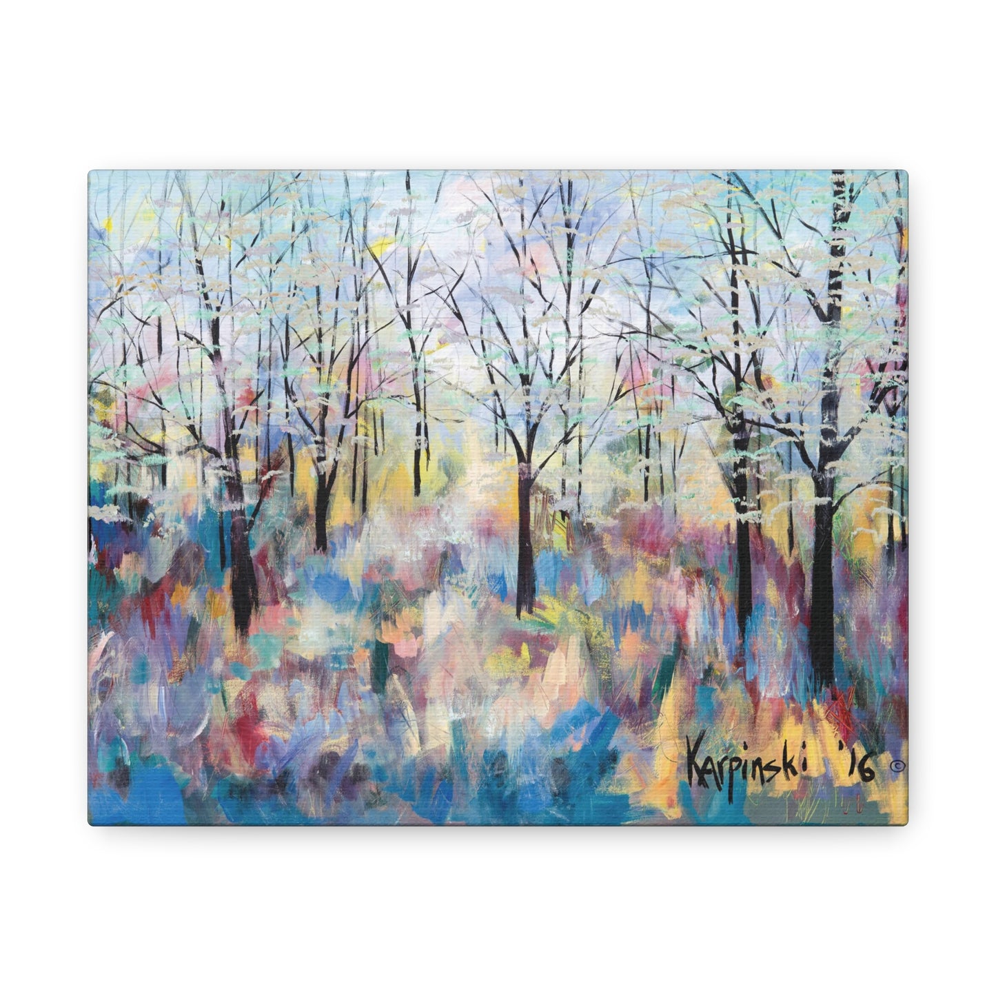 Landscape Nature Canvas Abstract Artwork Colorful Tree Art - Blue Ridge Parkway by Leslie Karpinski