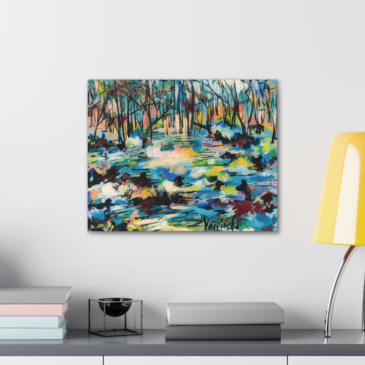 Abstract Trees Canvas Landscape Fine Art Print Colorful Artwork - Afternoon Glow Of Trees by Leslie Karpinski