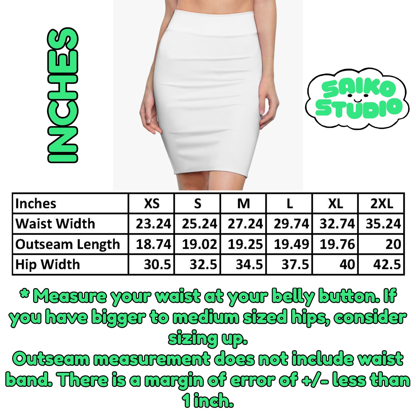Green White Shamrock St Patricks Day Womens Pencil Skirt - Saiko Studio