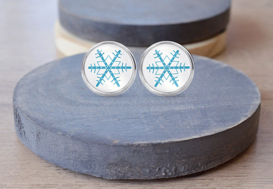 Snowflake Pyrex Stud Dangle Earrings Necklace Jewelry Set - Post Queen