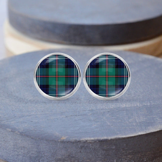 Custom Tartan Plaid Stud Dangle Earrings Necklace Jewelry Set - Post Queen