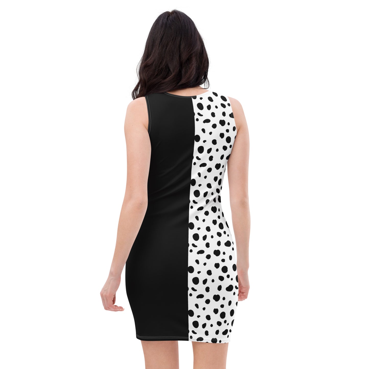 Womens Dalmatian Print Bodycon Tight Dress Halloween Costume - Saiko Studio