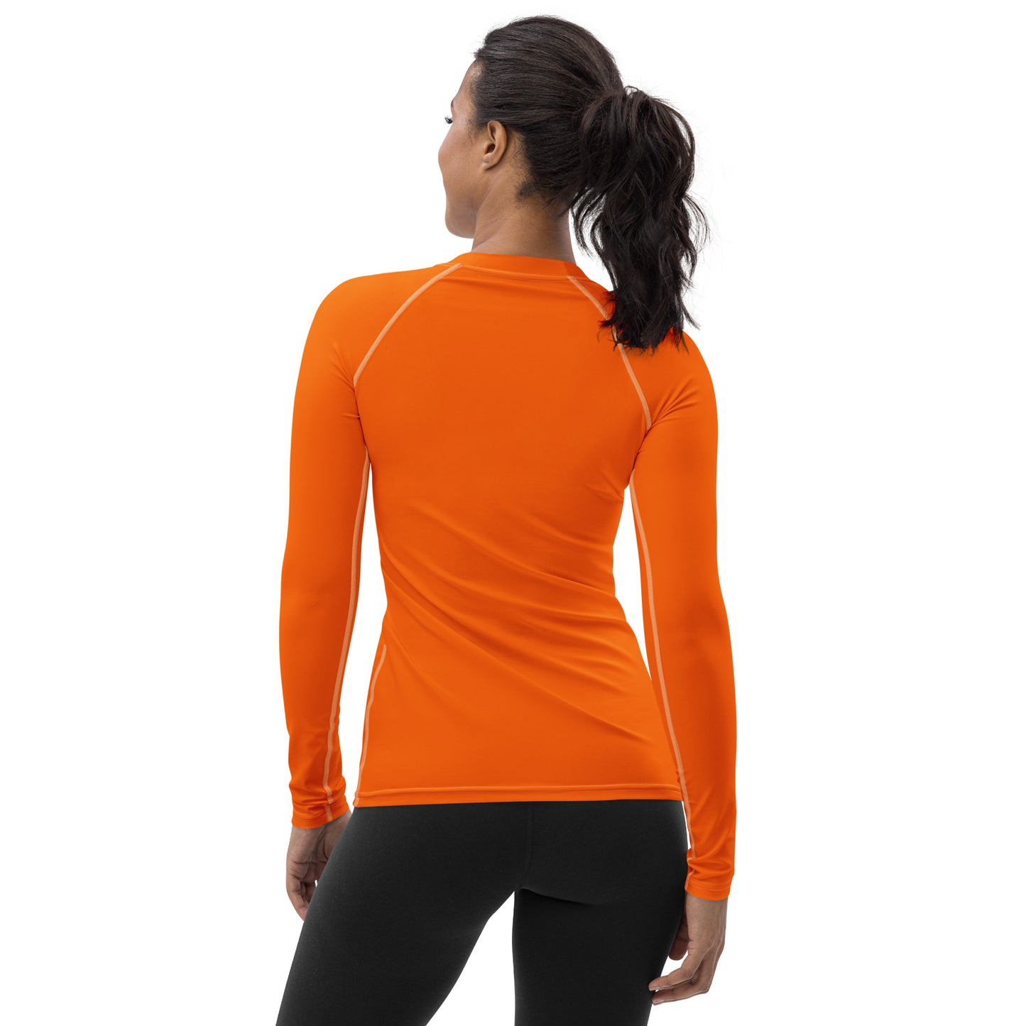 Orange Womens Long Sleeve Rash Guard Sun Shirt - Saiko Studio