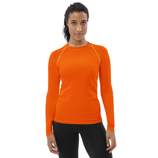 Orange Womens Long Sleeve Rash Guard Sun Shirt - Saiko Studio