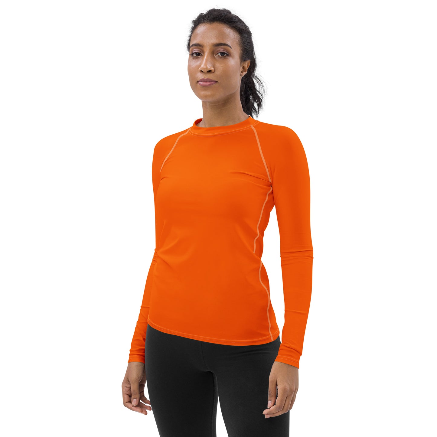 Orange Womens Long Sleeve Rash Guard Sun Shirt - Saiko Studio