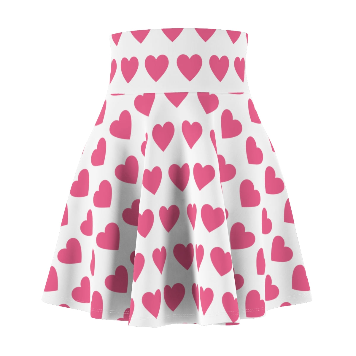 Black Pink Heart Black Womens Flare Skater Skirt - Saiko Studio