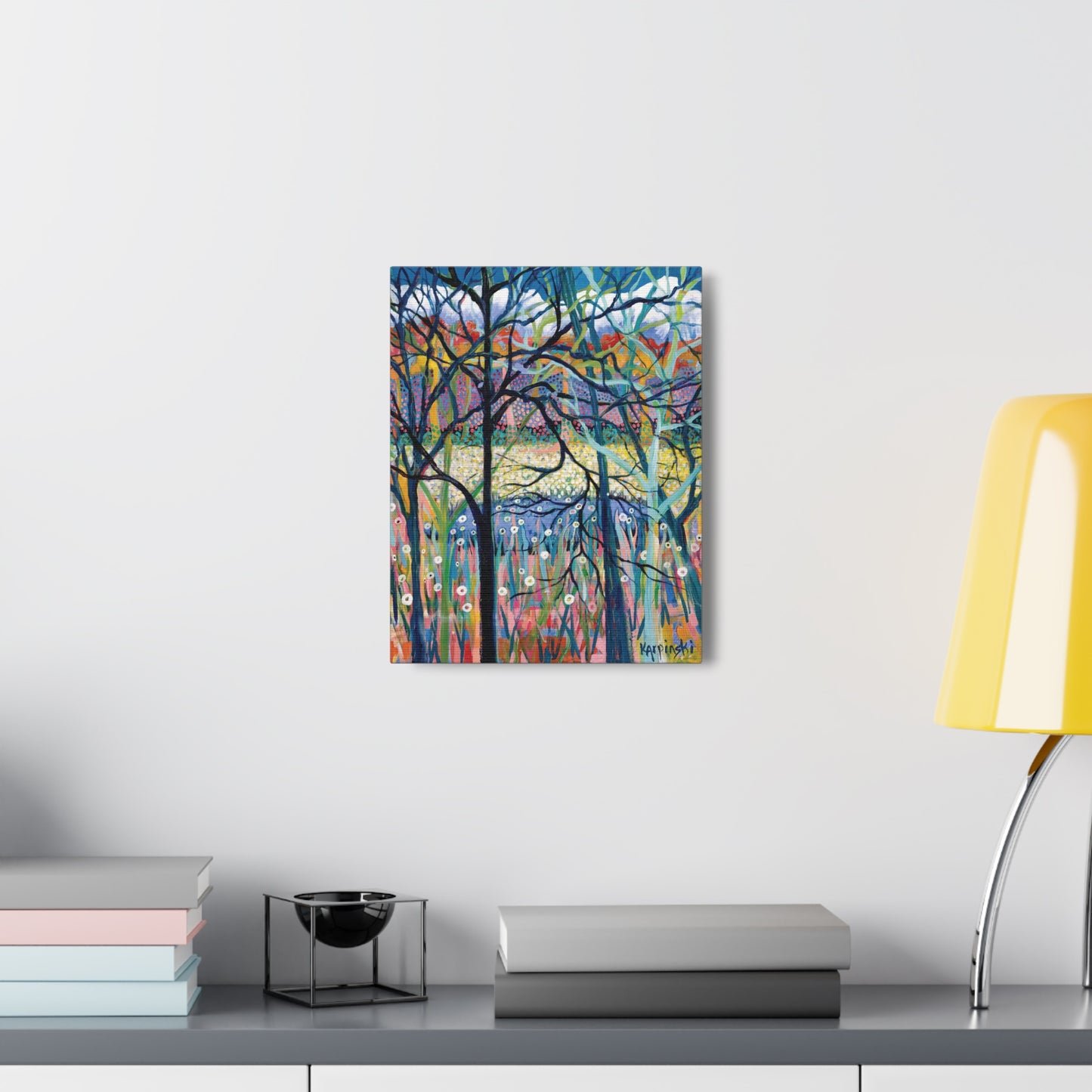 Colorful Tree Landscape Canvas Artwork Print Wall Décor - Stillness by Leslie Karpinski