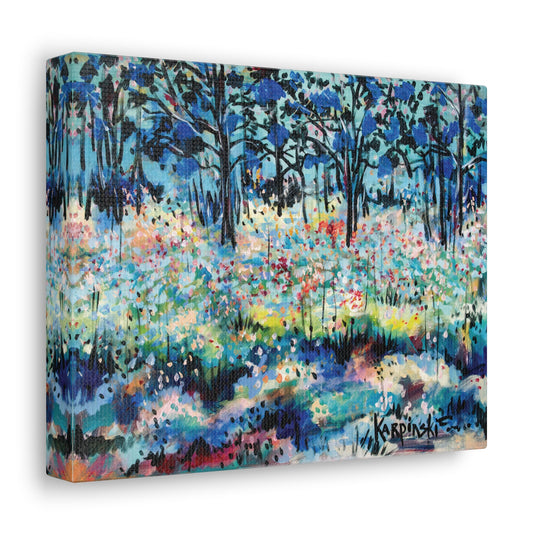 Landscape Canvas Print Nature Abstract Art Colorful Tree Artwork - Dotted Landscape by Leslie Karpinski