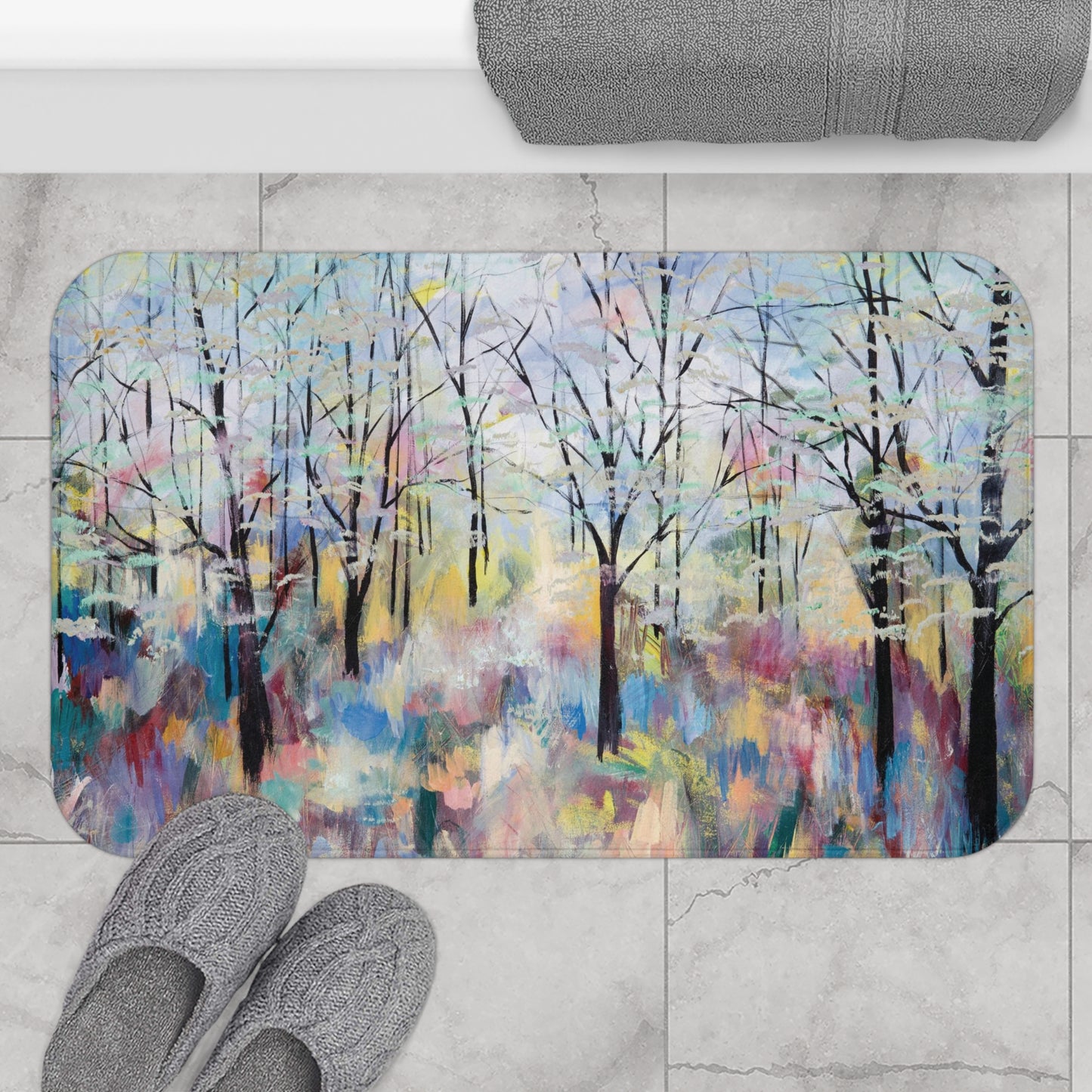 Tree Landscape Art Memory Foam Non Slip Bath Mat - Blue Ridge Parkway - Leslie Karpinski