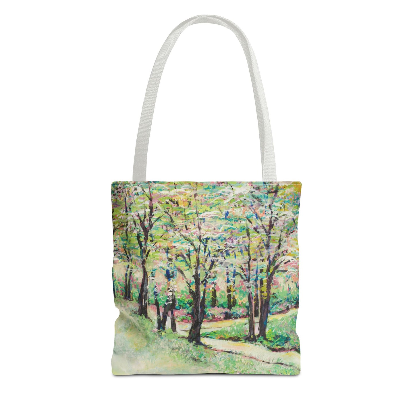 Bottom of Reynolda Landscape Art Canvas Tote Bag - Leslie Karpinski