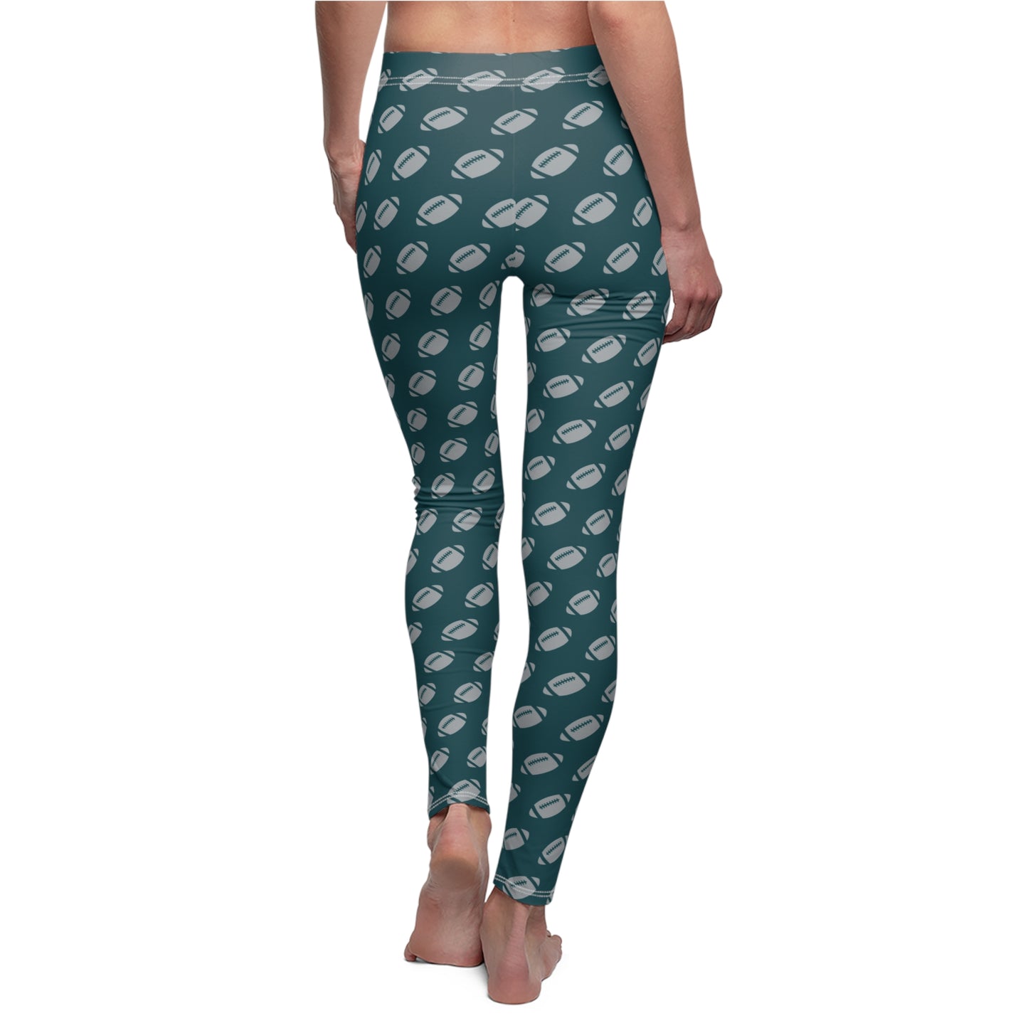Silver Green Football Womens Leggings Yoga Pants - Saiko Studio