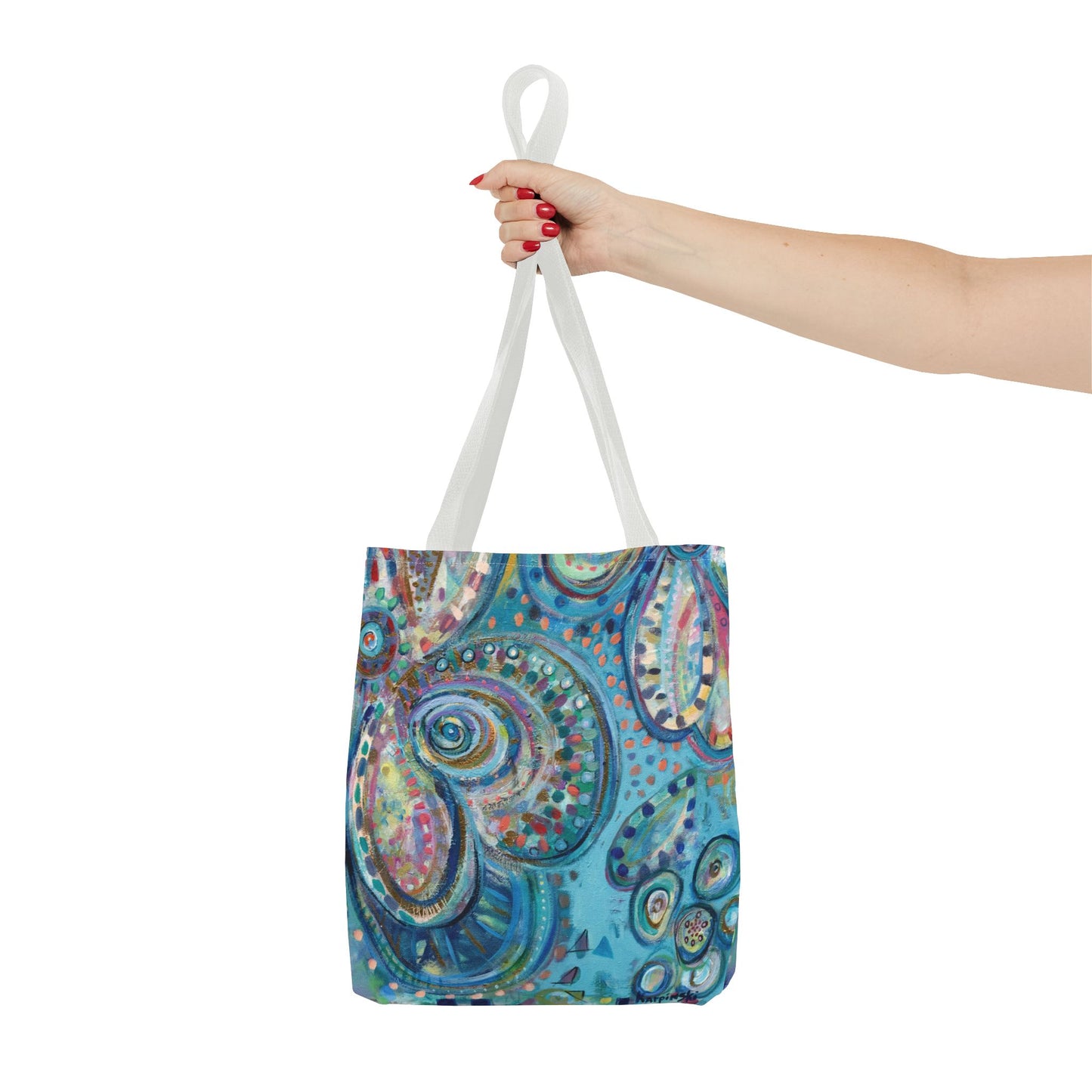 Big Abstract Flower Art Canvas Tote Bag - World Love by Leslie Karpinski