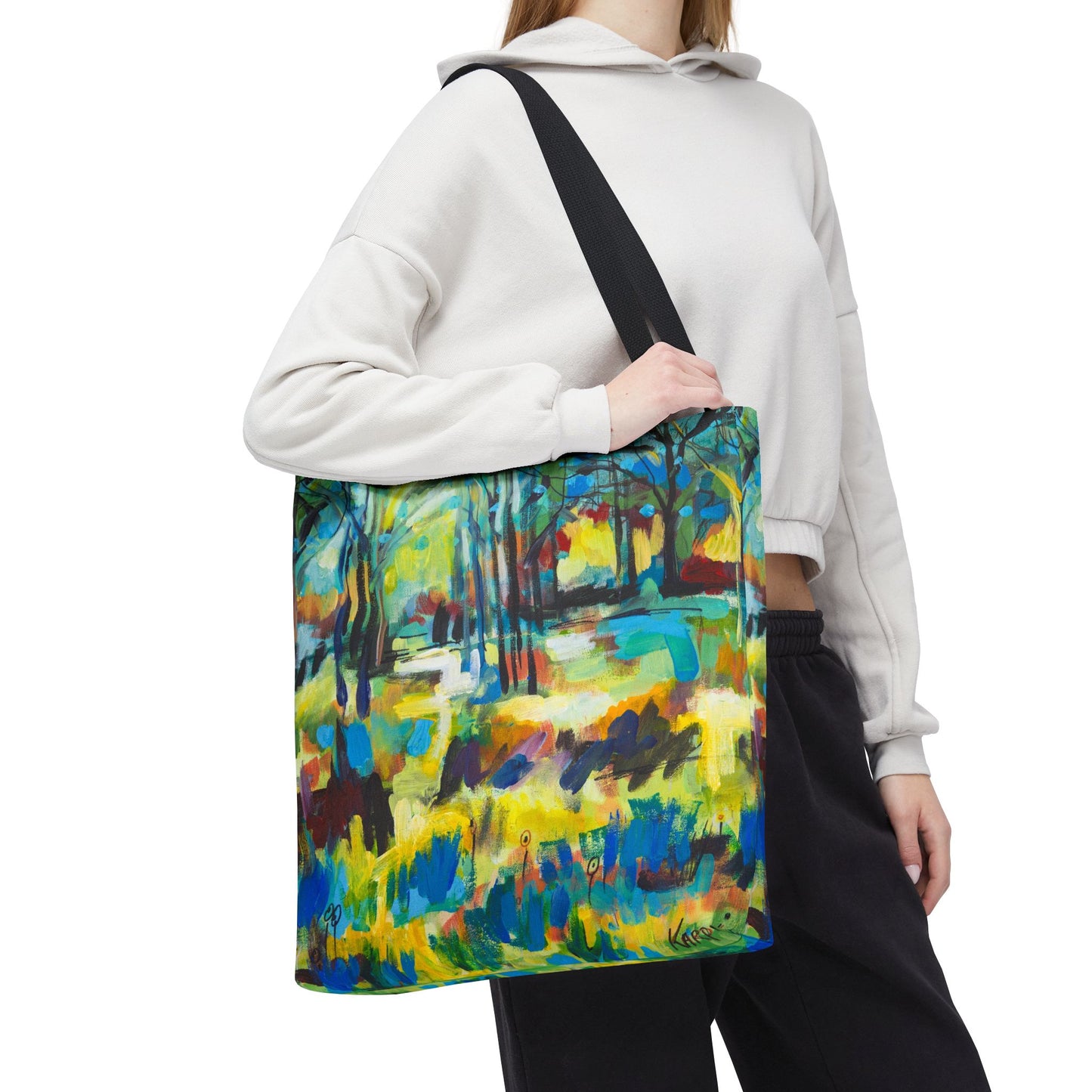 Color Blast Through Trees Landscape Art Tote Bag - Leslie Karpinski