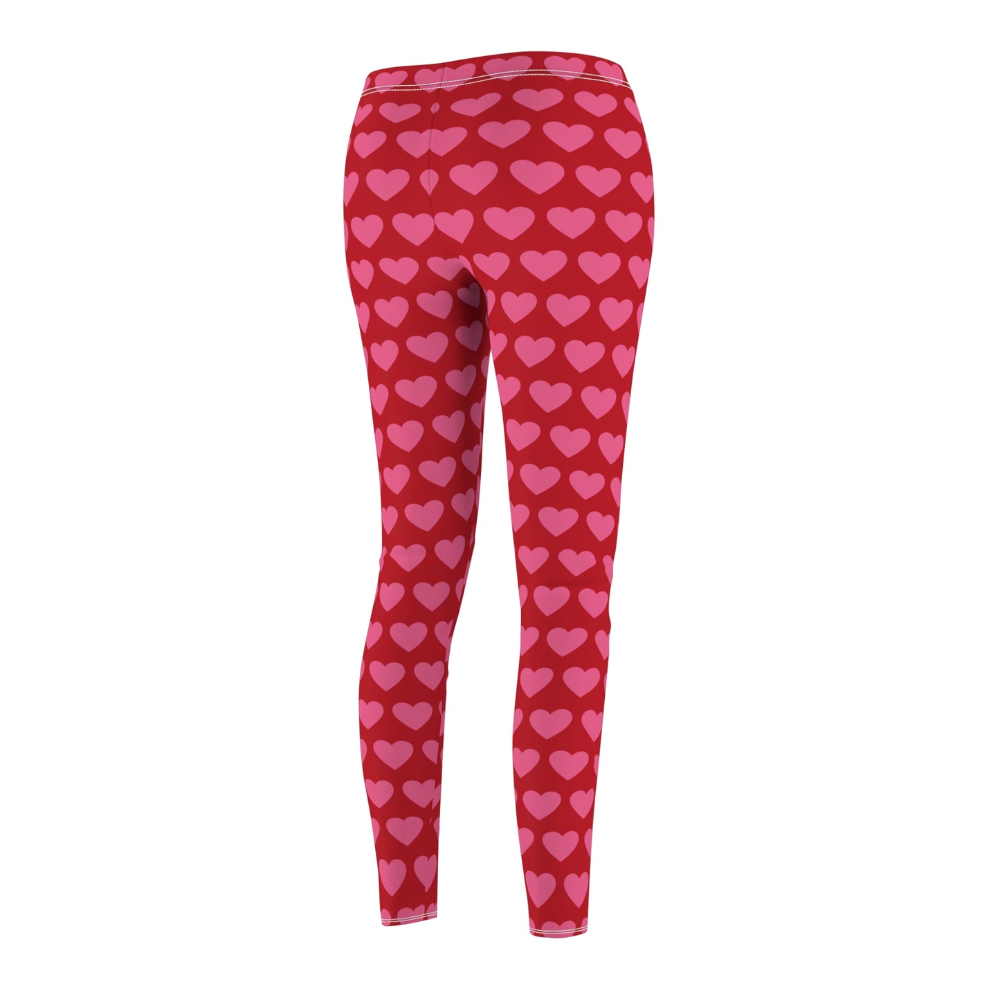 Red Pink Heart Valentines Womens Leggings Yoga Pants - Saiko Studio