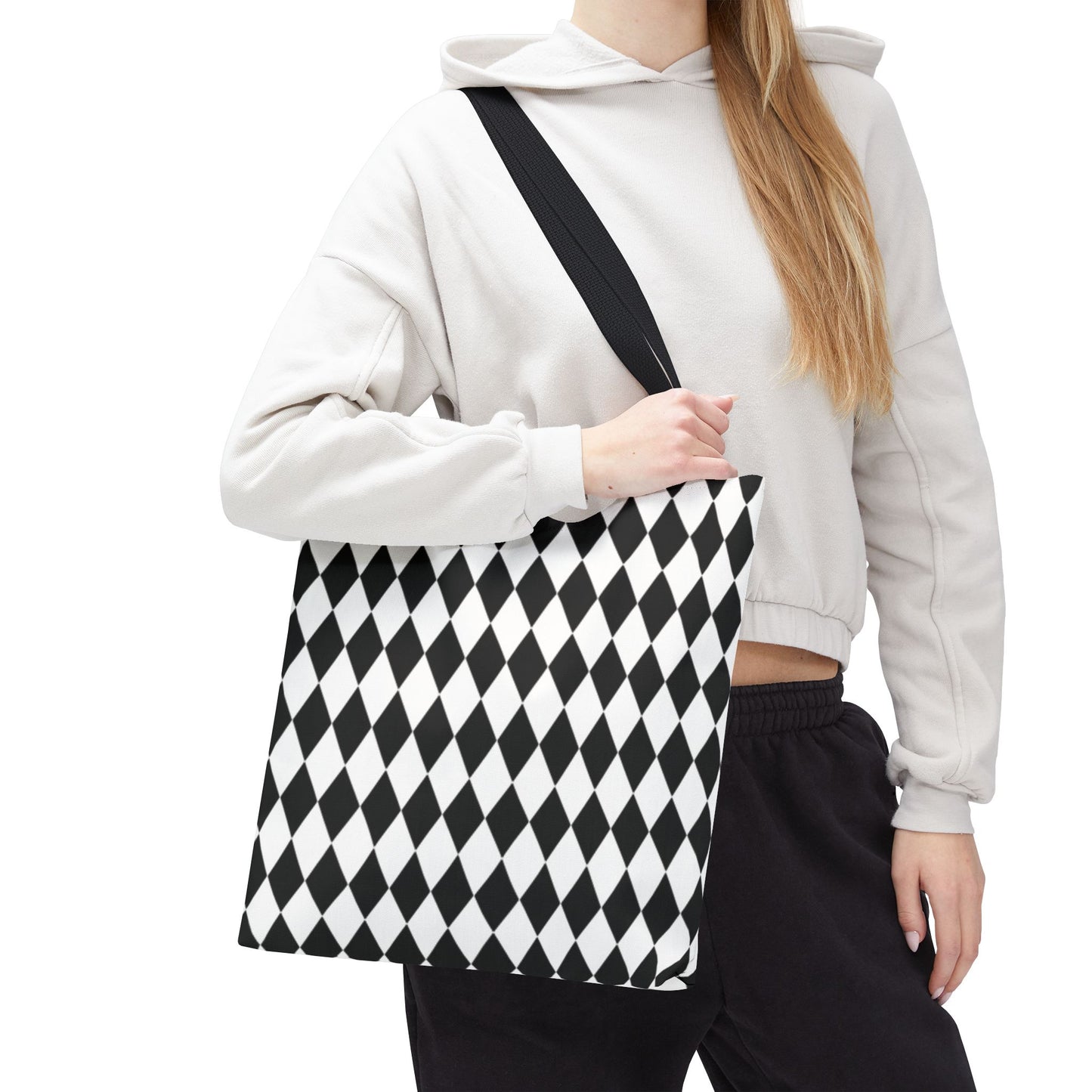 Black White Harlequin Canvas Tote Bag - Saiko Studio