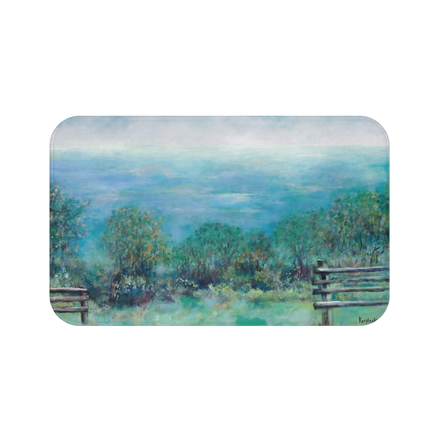 Mountain Landscape Memory Foam Non Slip Bath Mat - Roaring Gap - Leslie Karpinski