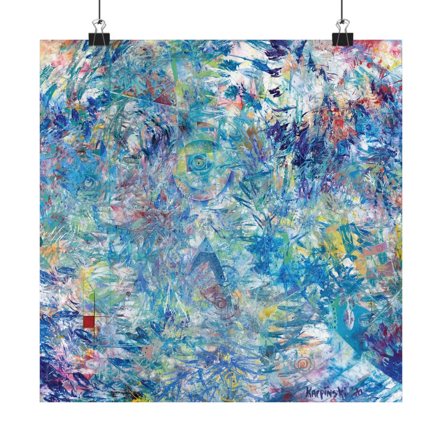 Blue Green Abstract Art Poster Print - Ascension by Leslie Karpinski