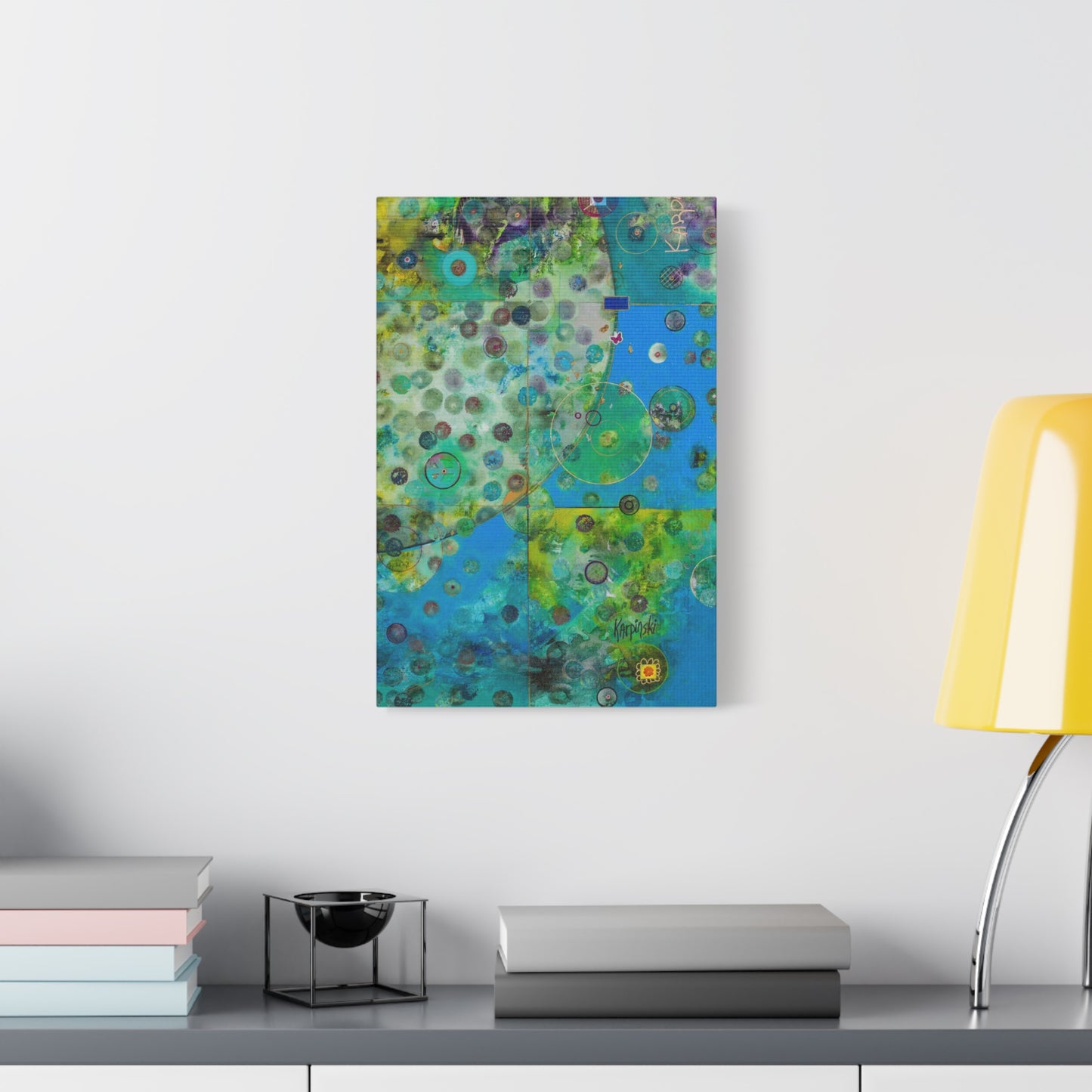 Blue Green Abstract Canvas Wall Art - Earth by Leslie Karpinski