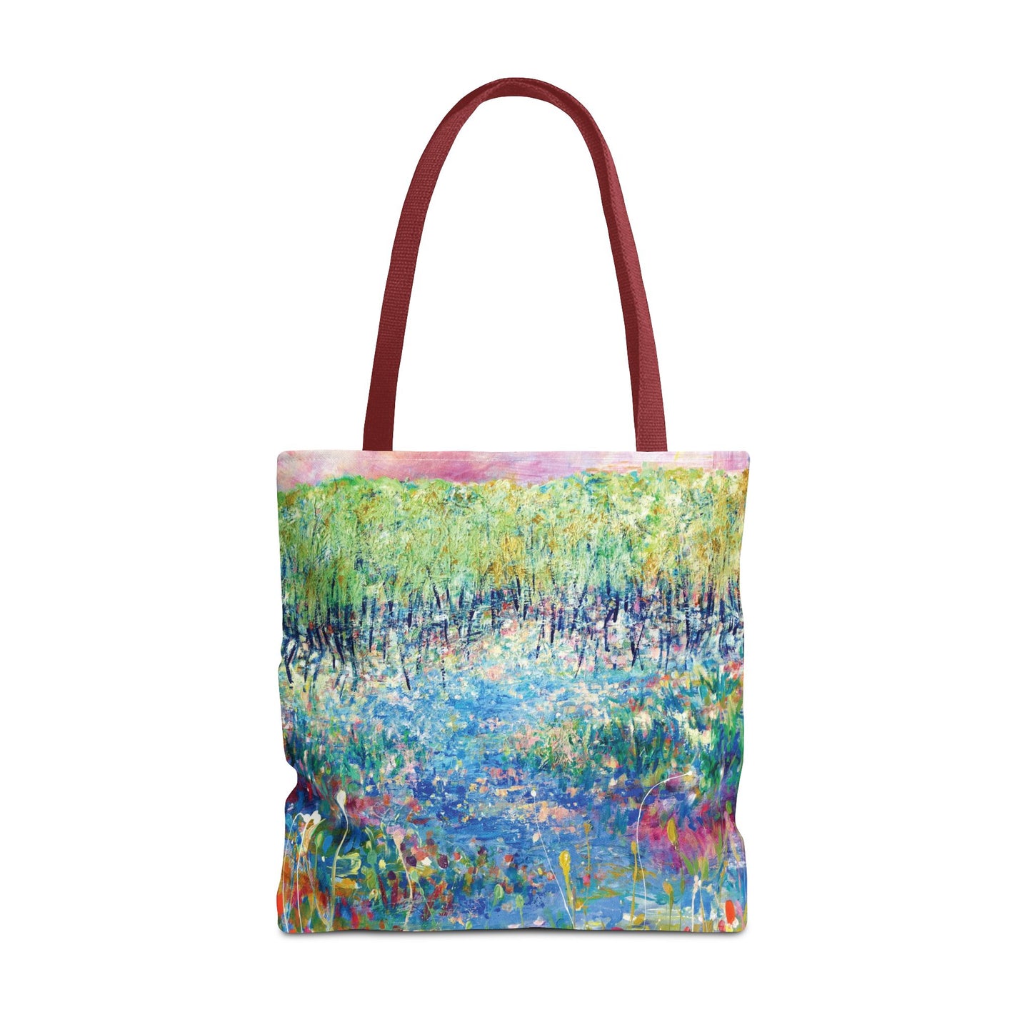 Floral Landcape Art Tote Bag Canvas Shopping Bag - Paths and Journies by Leslie Karpinski