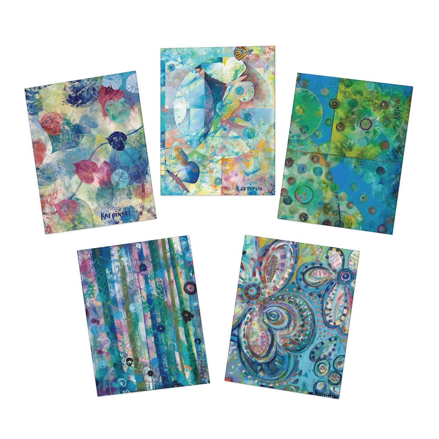 Contemporary Art Painting Multi Pack Blank Greeting Cards - Leslie Karpinski