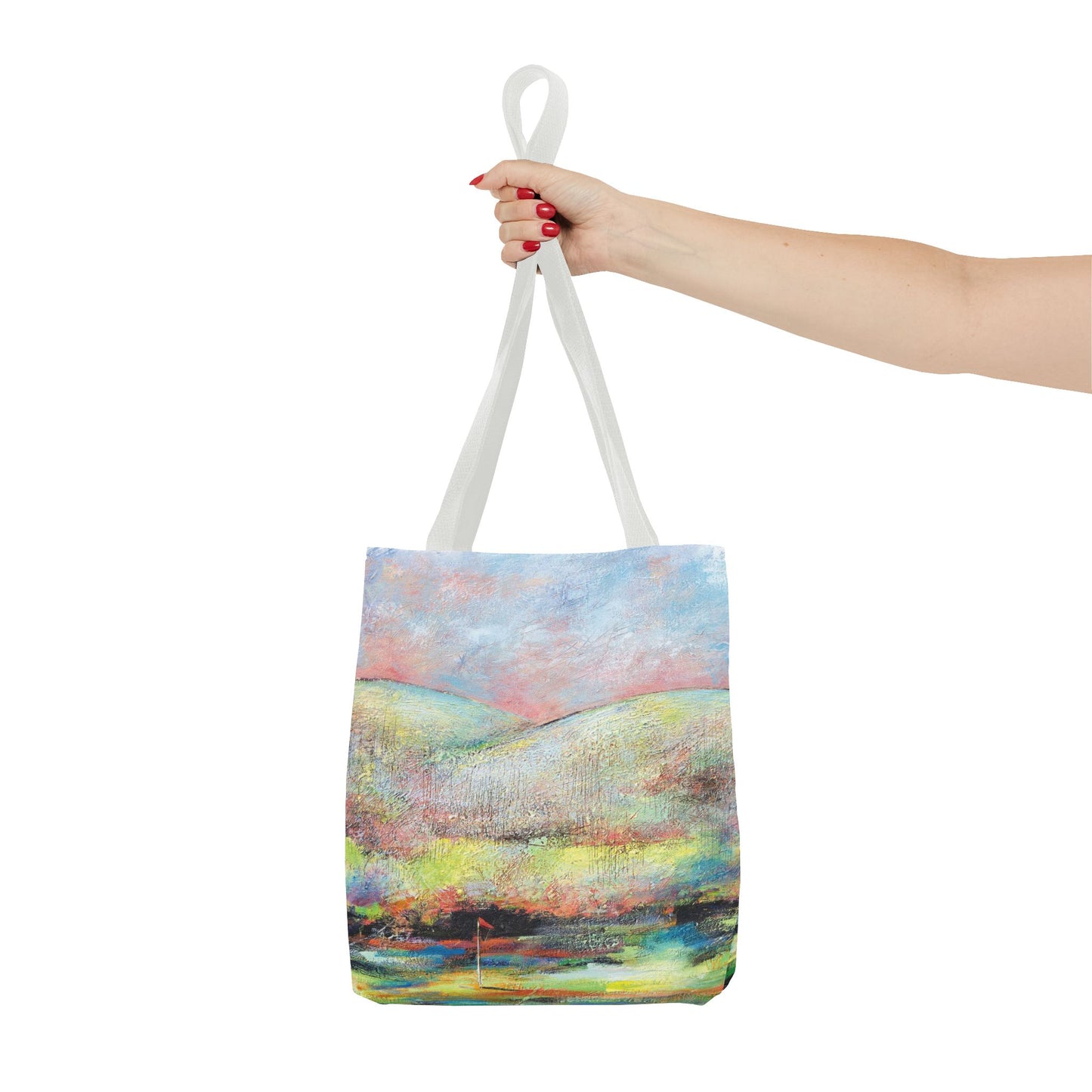 Golf Landscape Canvas Tote Bag - Making the Putt 2 - Leslie Karpinski