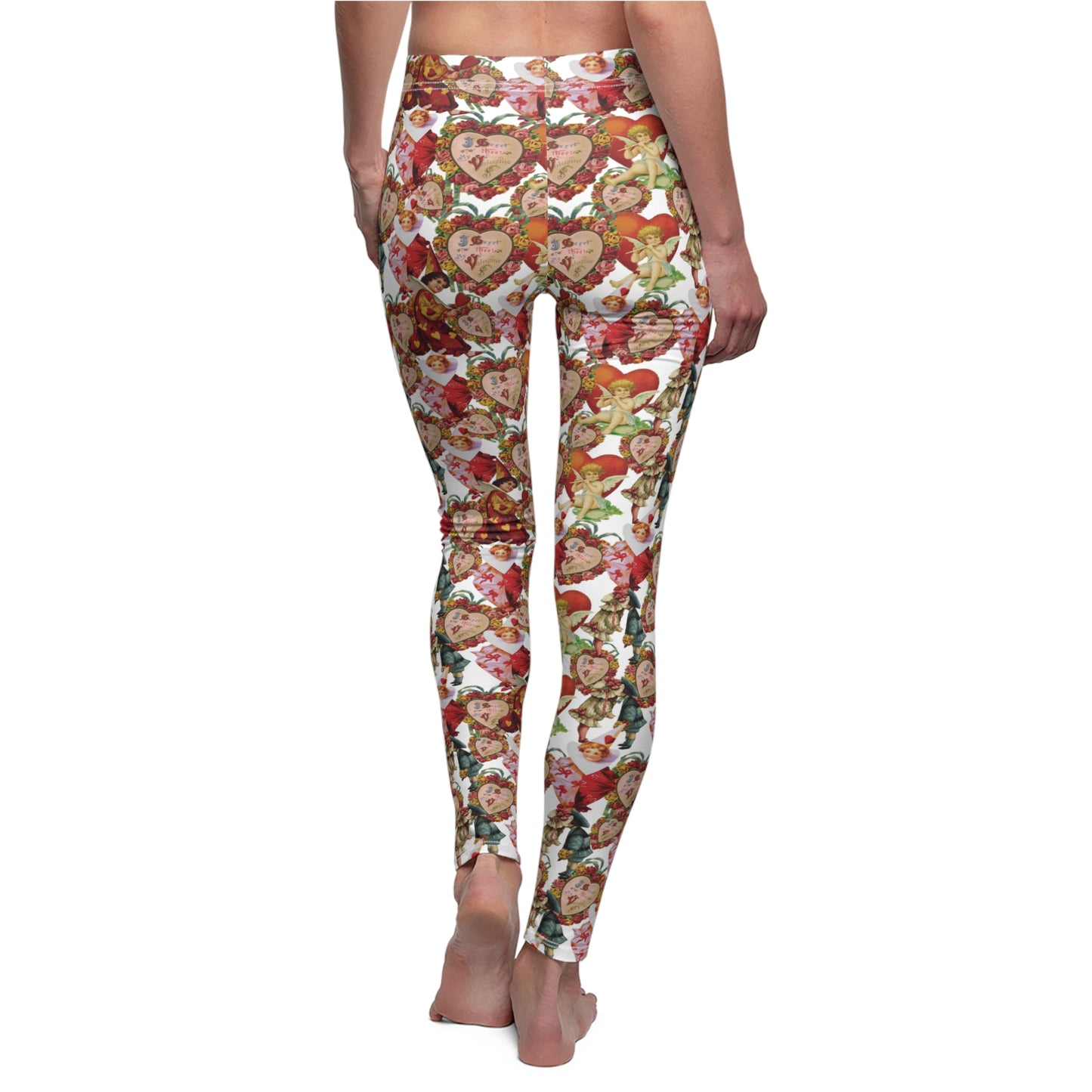 Vintage Valentines Cupid Heart Womens Leggings Yoga Pants - Saiko Studio