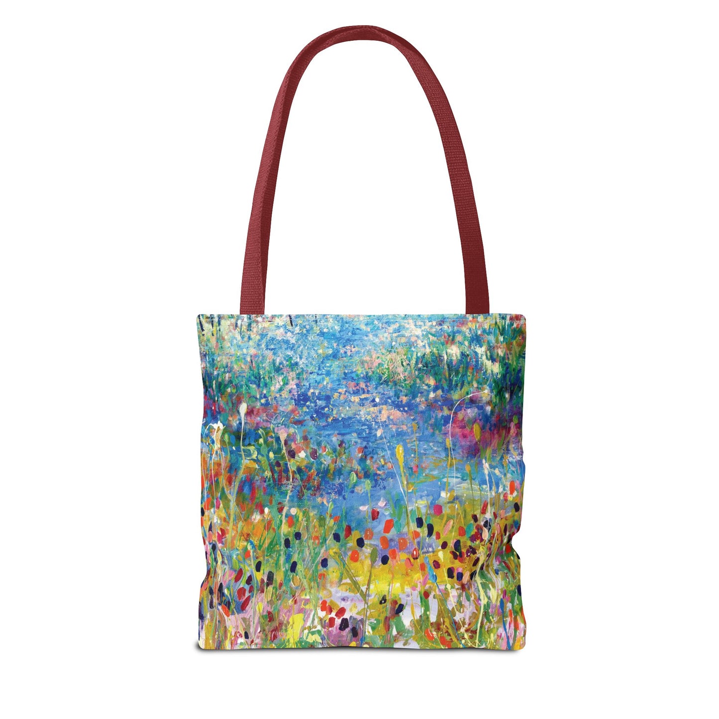 Floral Landcape Art Tote Bag Canvas Shopping Bag - Paths and Journies by Leslie Karpinski