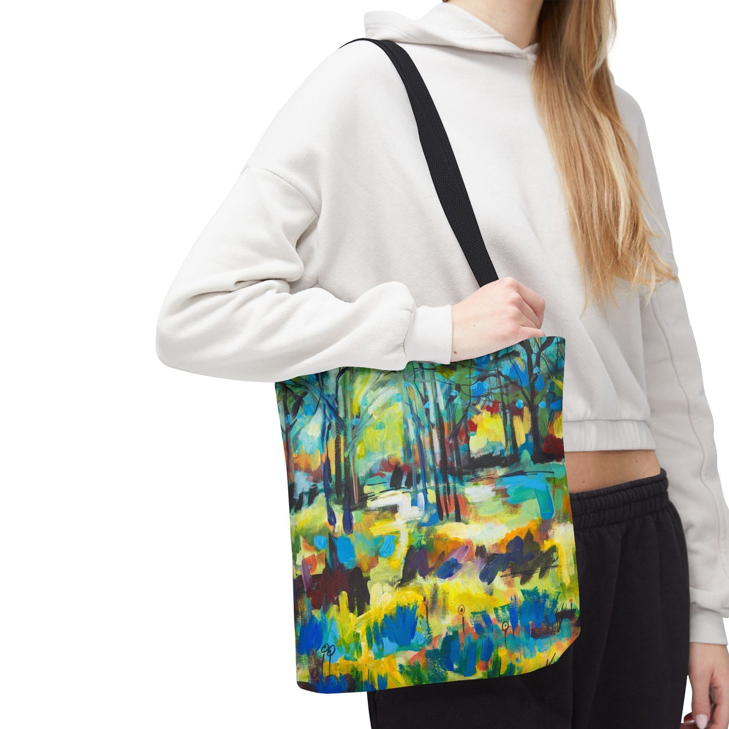 Color Blast Through Trees Landscape Art Tote Bag - Leslie Karpinski