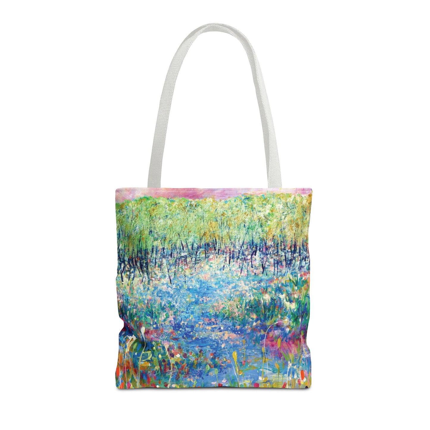 Floral Landcape Art Tote Bag Canvas Shopping Bag - Paths and Journies by Leslie Karpinski