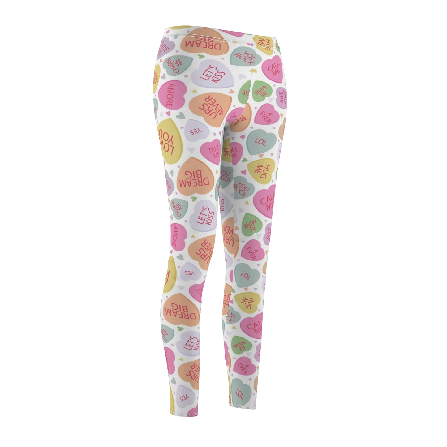 Conversation Candy Heart Valentines Womens Leggings - Saiko Studio