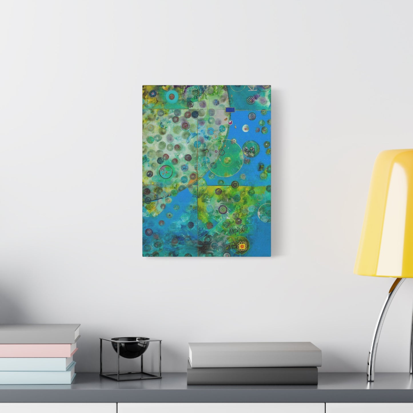 Blue Green Abstract Canvas Wall Art - Earth by Leslie Karpinski