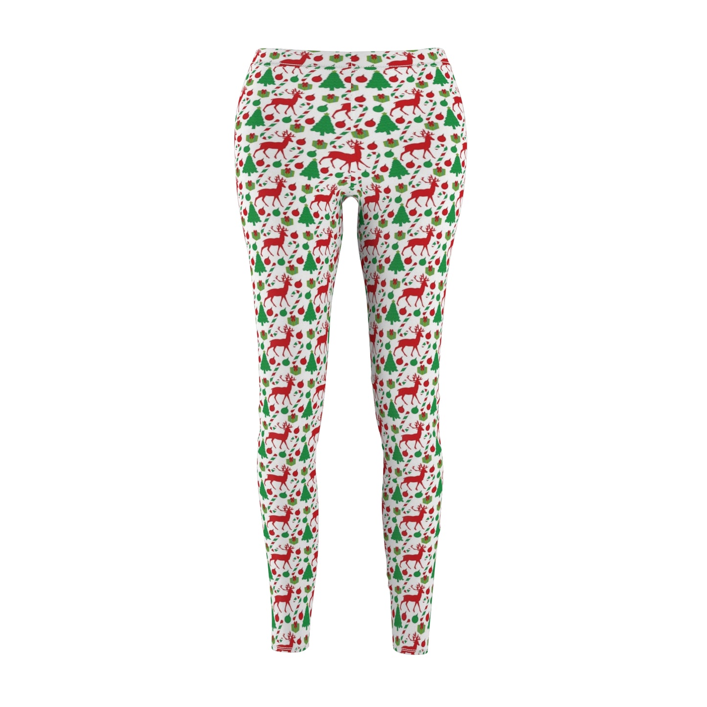 Christmas Reindeer Holiday Womens Leggings Stretch Pants - Saiko Studio
