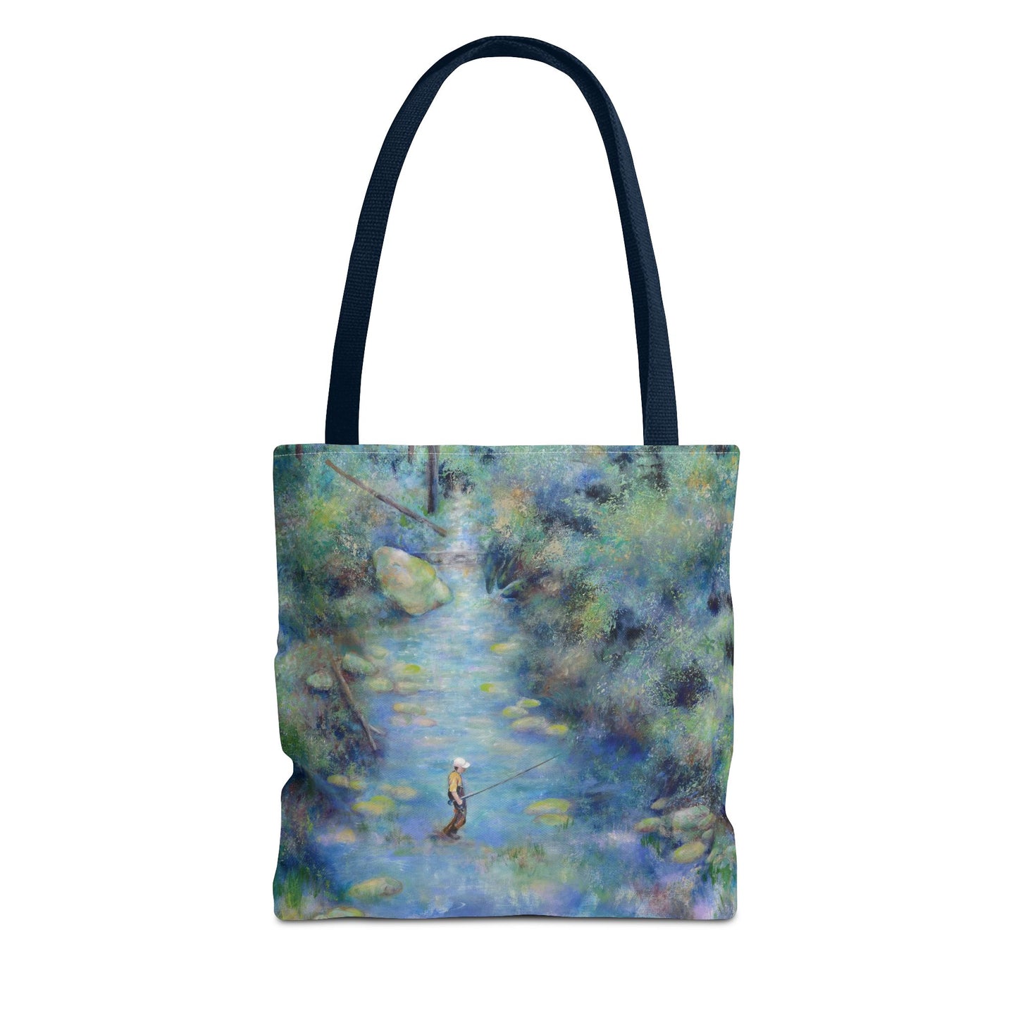 River Fishing Art Tote Bag Canvas Shopping Bag - River Wonders by Leslie Karpinski