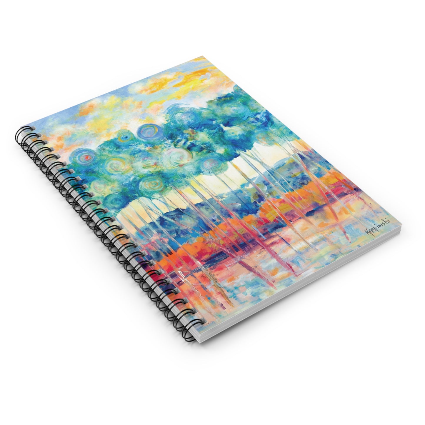 Landscape Art Lined Spiral Bound Notebook Journal - Leslie Karpinski - Canopy at Sunset