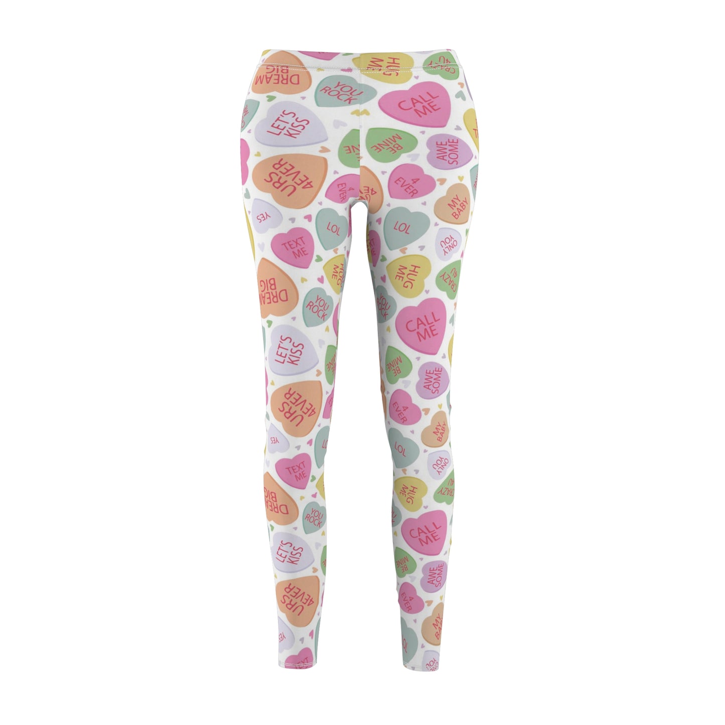 Conversation Candy Heart Valentines Womens Leggings - Saiko Studio