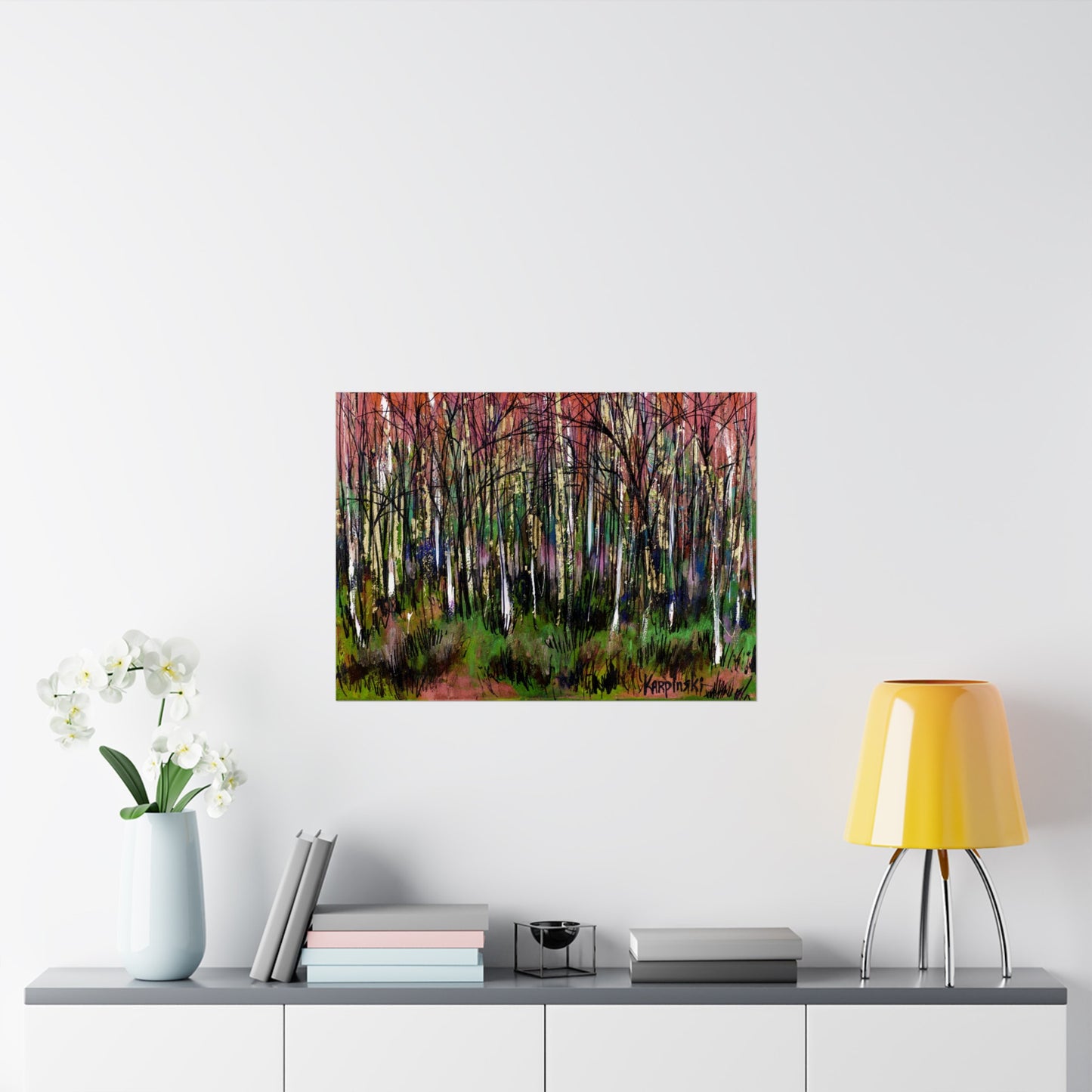 Landscape Tree Art Poster Print - Trees of Fire by Leslie Karpinski