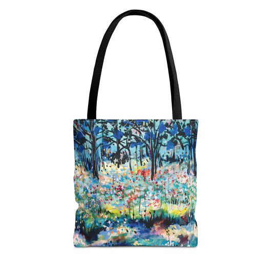 Landscape Tree Nature Art Tote Bag Canvas Shopping Bag - Dotted Landscape by Leslie Karpinski